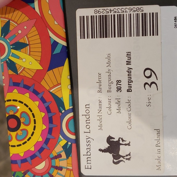 NEW Embassy London Burgundy Purple Paisley Roulette Suede Leather Block Heel - Picture 15 of 15